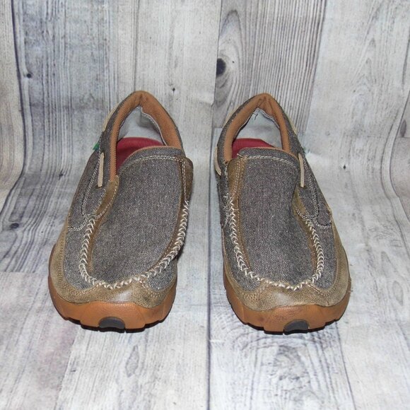 TWISTED X Slip On Gray Tweed Driving Moc Mens Size 12 M
